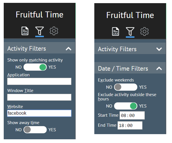Fruitful Time filters